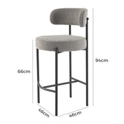 Low Bouclé Bar Stool – Grey