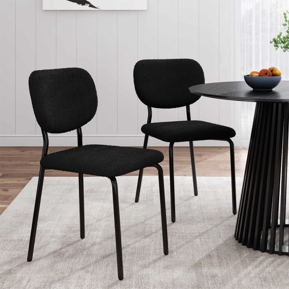 Kendall Bouclé Dining Chair – Charcoal