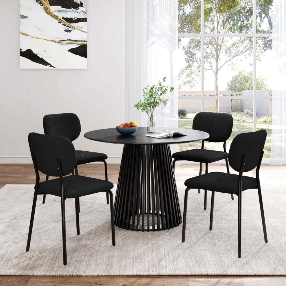 Kendall Bouclé Dining Chair – Charcoal