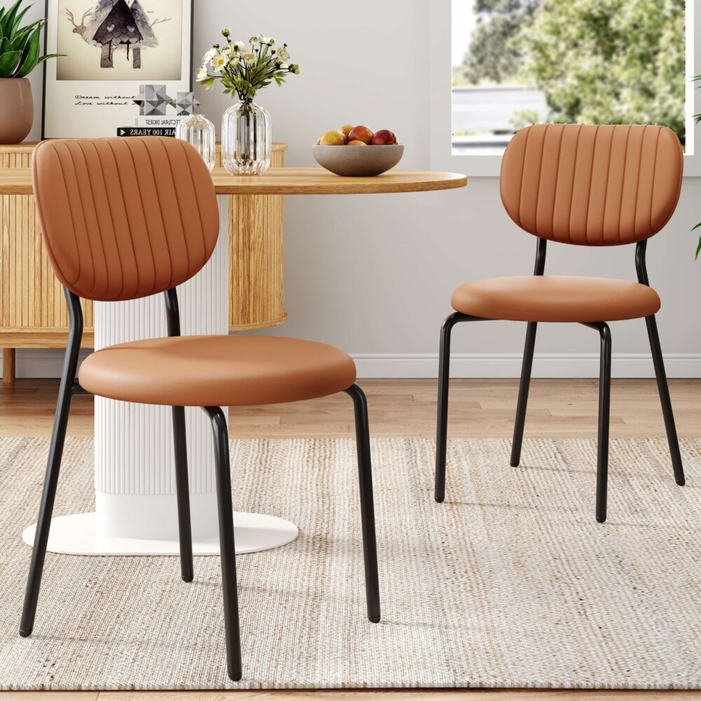 Tan Metal Dining Chair