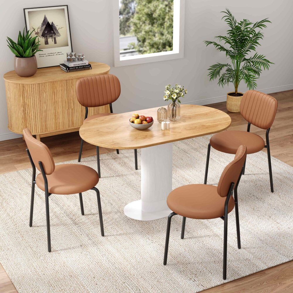 Tan Metal Dining Chair
