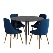 Cruz Velvet Dining Set – Blue