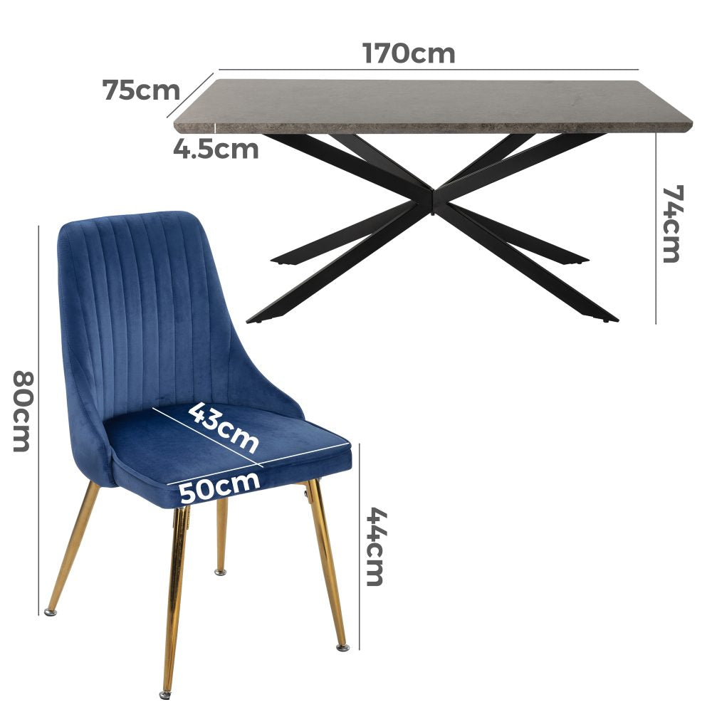 Easton Velvet Dining Set