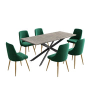 Emery Velvet Dining Set – Green