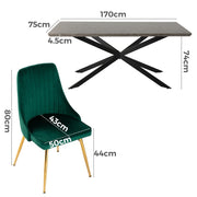 Emery Velvet Dining Set – Green