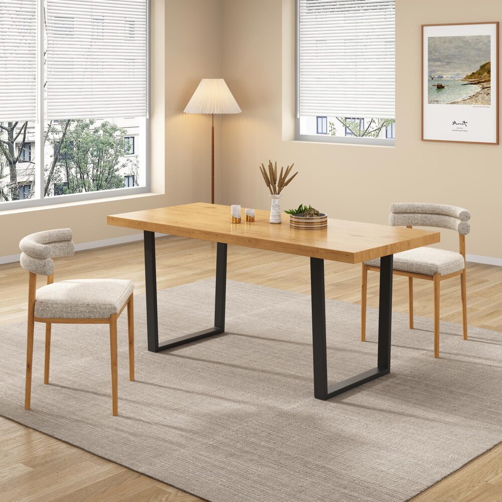 Venice Metal Dining Table – Natural