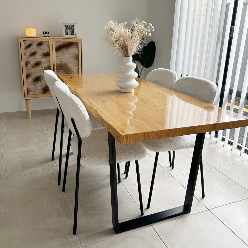 Venice Metal Dining Table – Natural