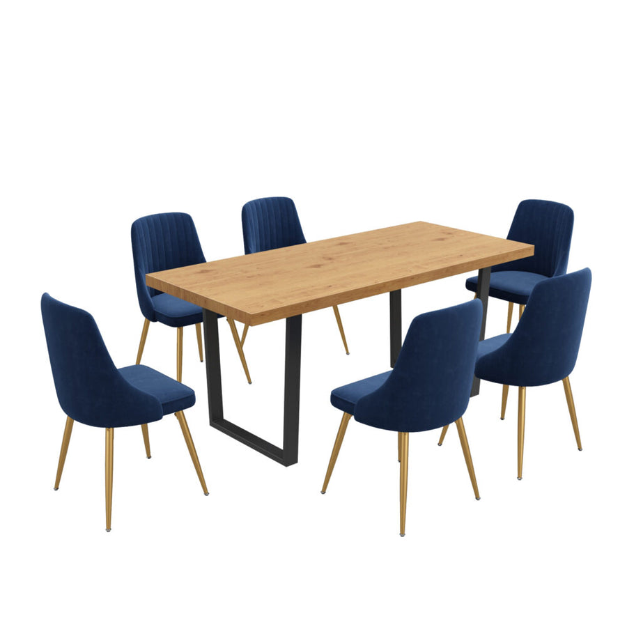 Dinero Velvet Dining Set – Natural