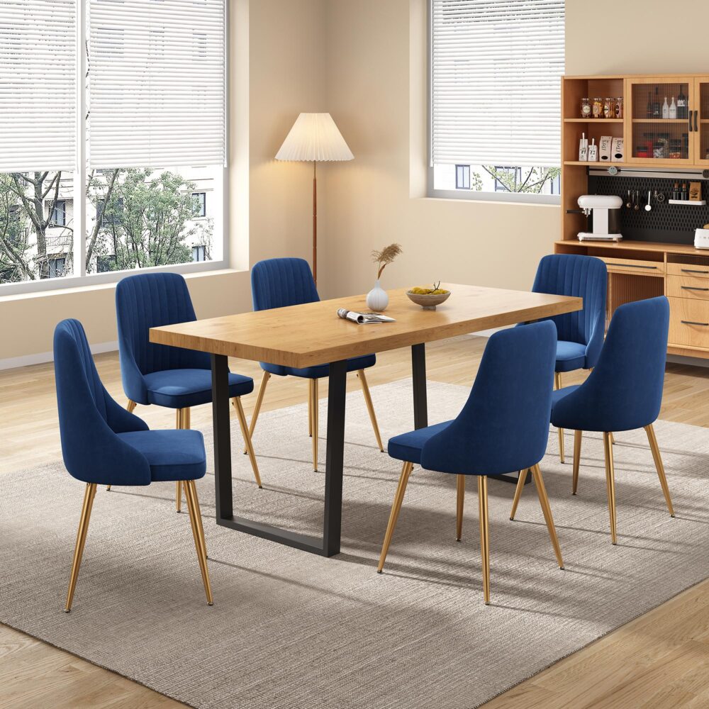 Dinero Velvet Dining Set – Natural