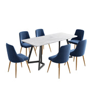 Marble Velvet Dining Set