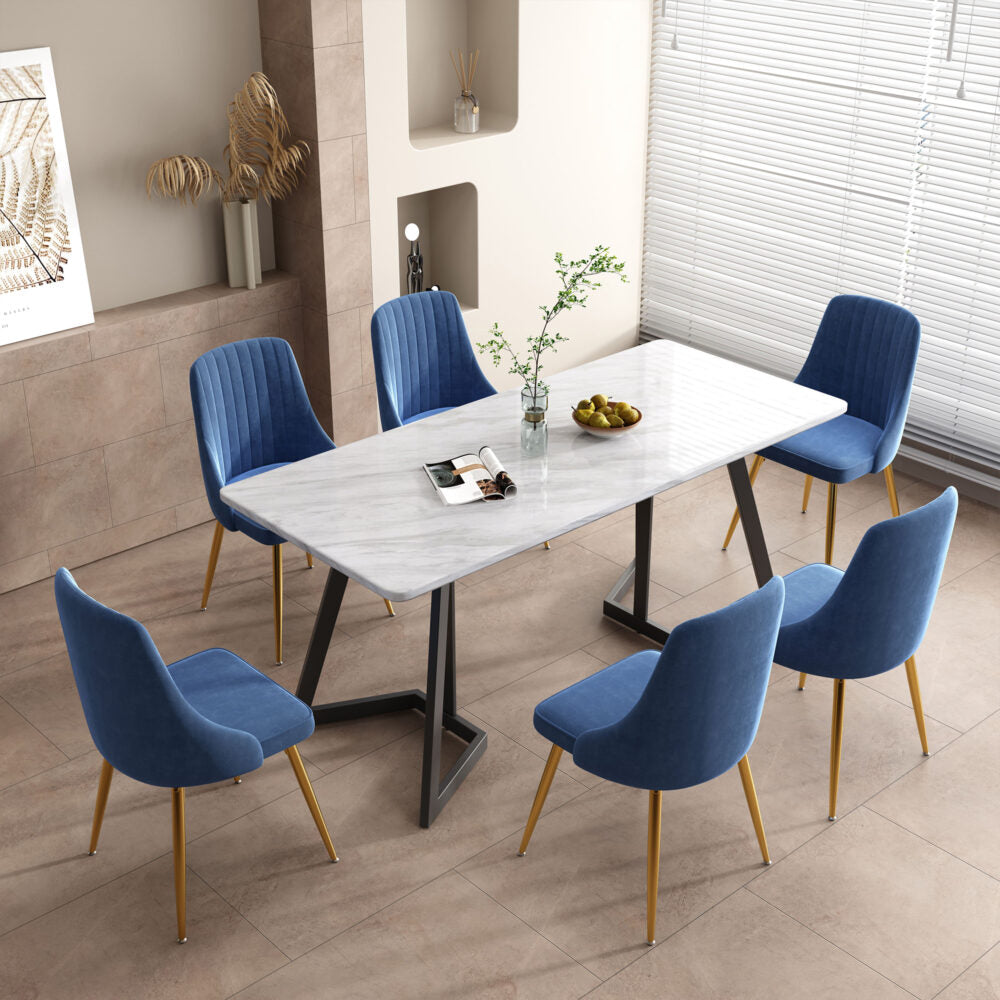 Marble Velvet Dining Set