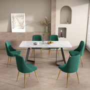 Marbleous Velvet Dining Set – Green