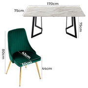 Marbleous Velvet Dining Set – Green