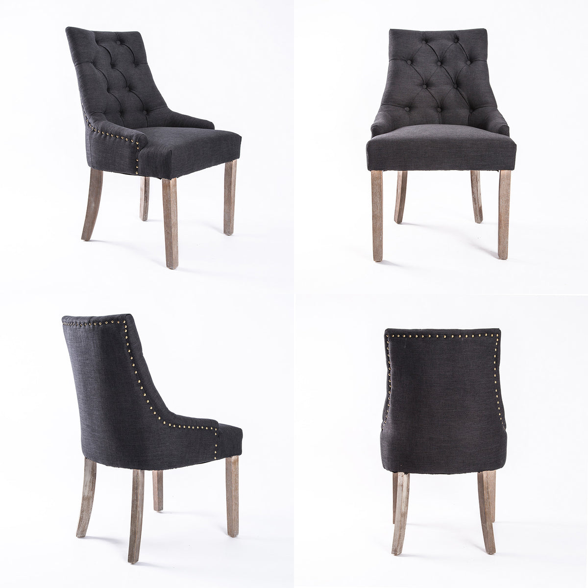 Solace Fabric Dining Chair Set of 2 – Black