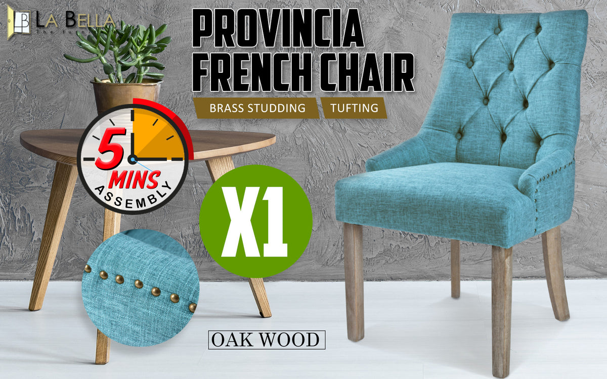 Temple Fabric Dining Chair – Blue