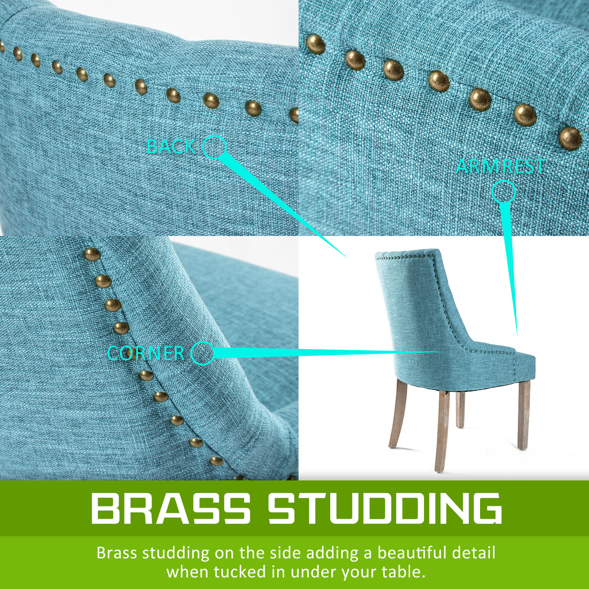 Temple Fabric Dining Chair – Blue