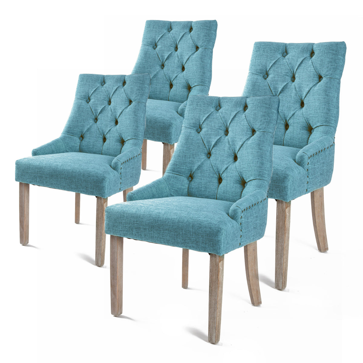 Theo Fabric Dining Chair Set of 4 – Blue