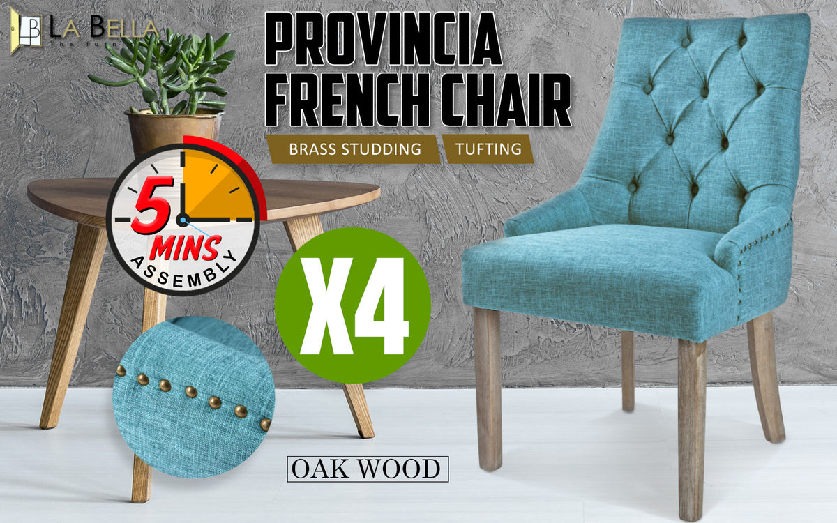 Theo Fabric Dining Chair Set of 4 – Blue