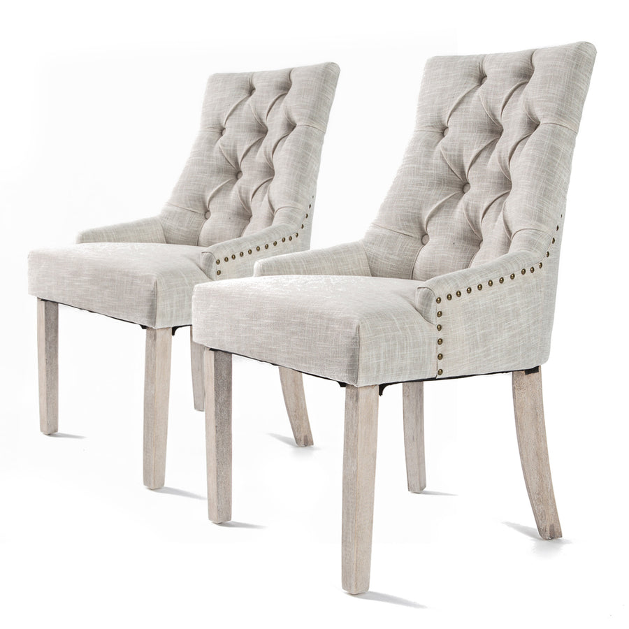 Solace Fabric Dining Chair Set of 2 – Cream