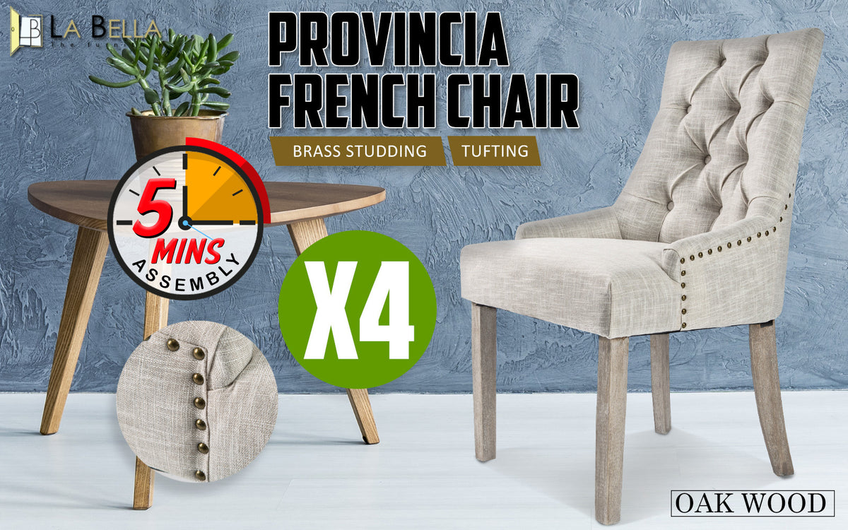 Torrance Fabric Dining Chair Set of 4 – Cream