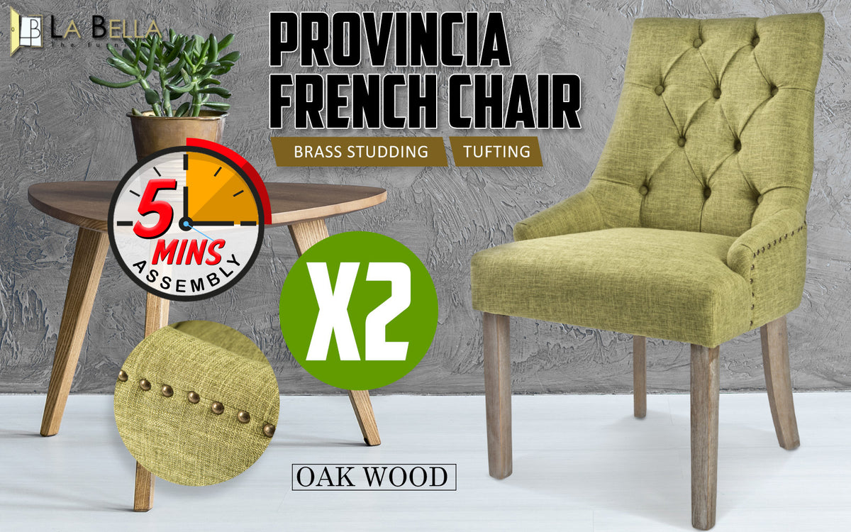 Solace Fabric Dining Chair Set of 2 – Green