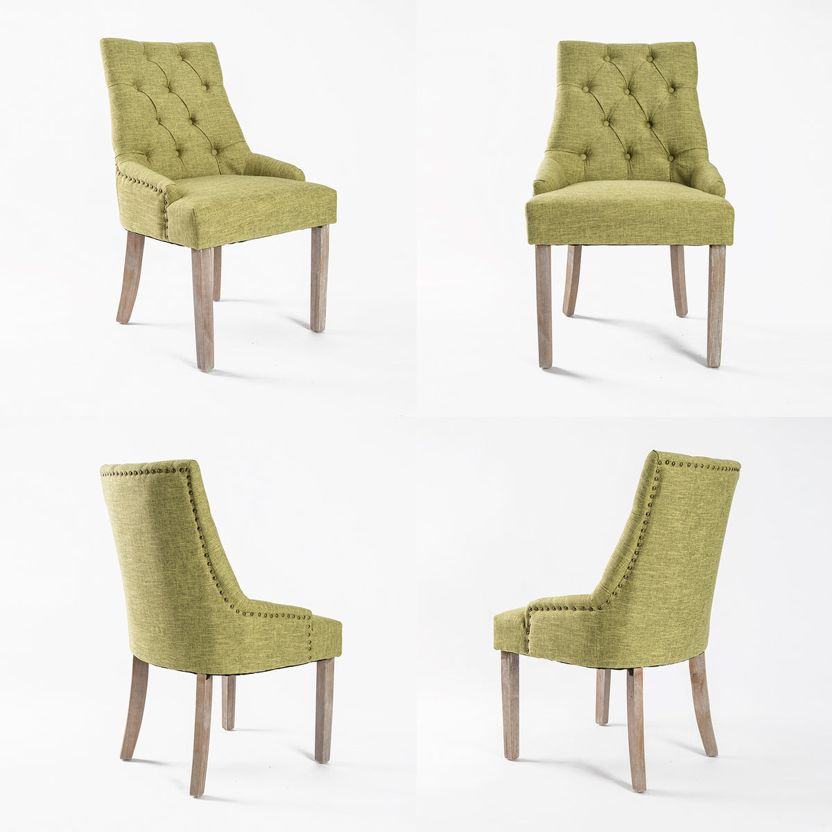 Solace Fabric Dining Chair Set of 2 – Green