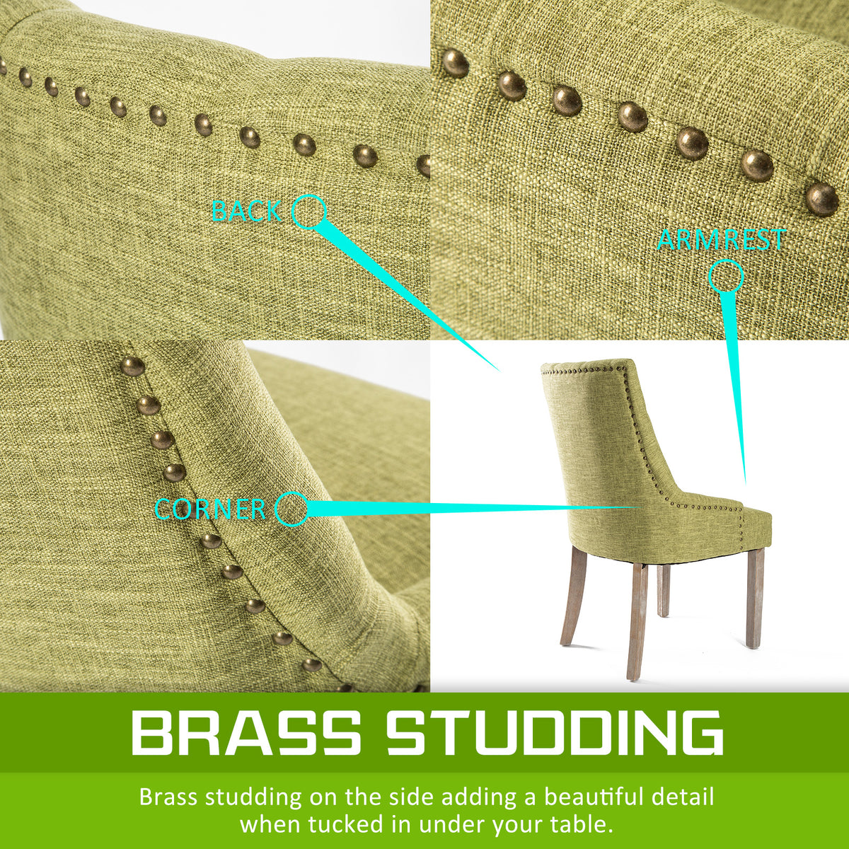 Tristan Fabric Dining Chair – Green