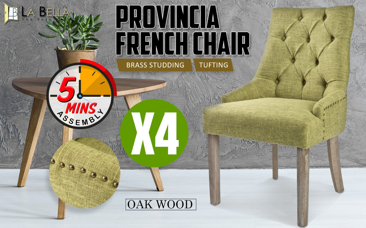 Amour French Provincial Dining Chair Set of 4 – Green