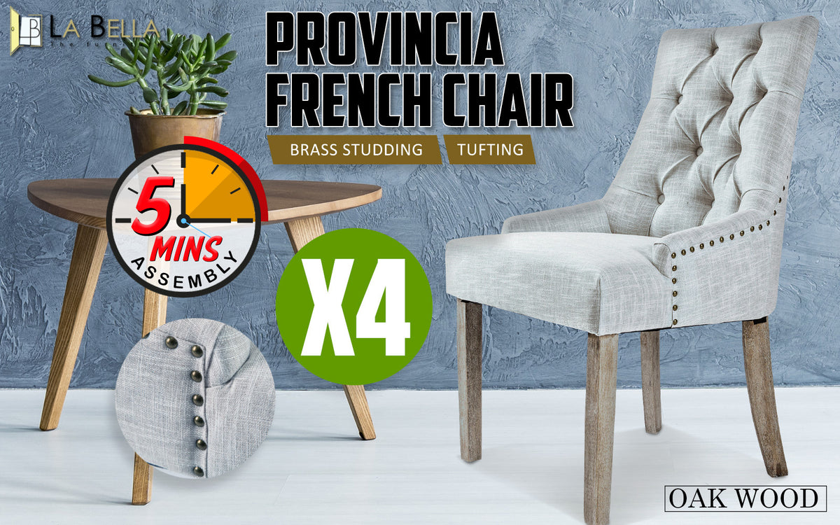 Amour French Provincial Dining Chair Set of 4 – Grey