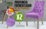 2X French Provincial Dining Chair Oak Leg AMOUR VIOLET