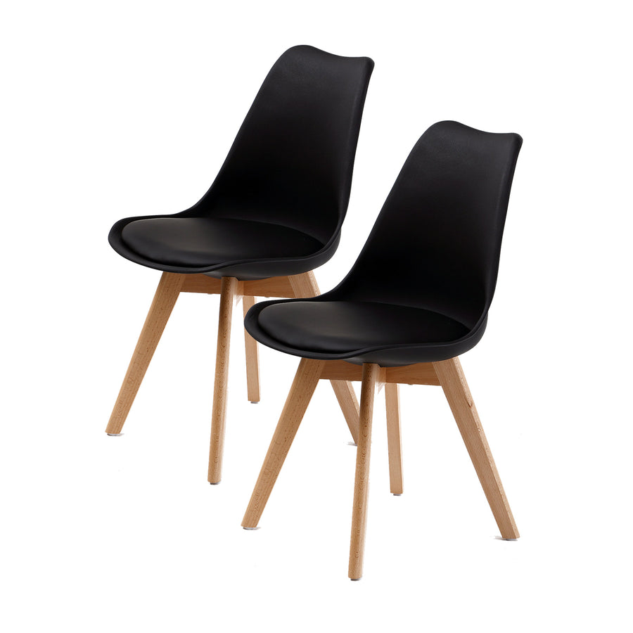 Retro Dining Chair Set of 2 – Black
