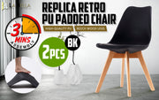 Retro Dining Chair Set of 2 – Black
