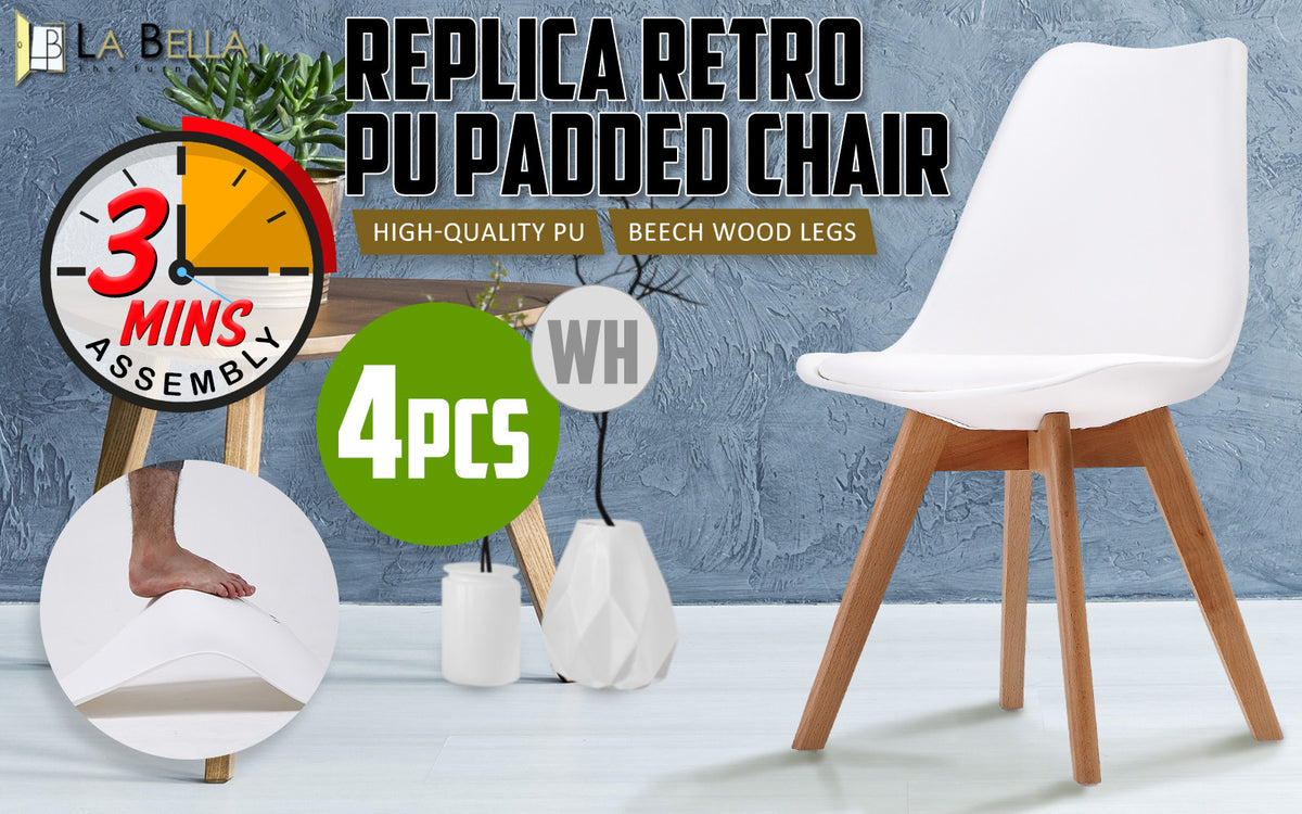 Marlowe Padded Dining Chair Set of 4 – White