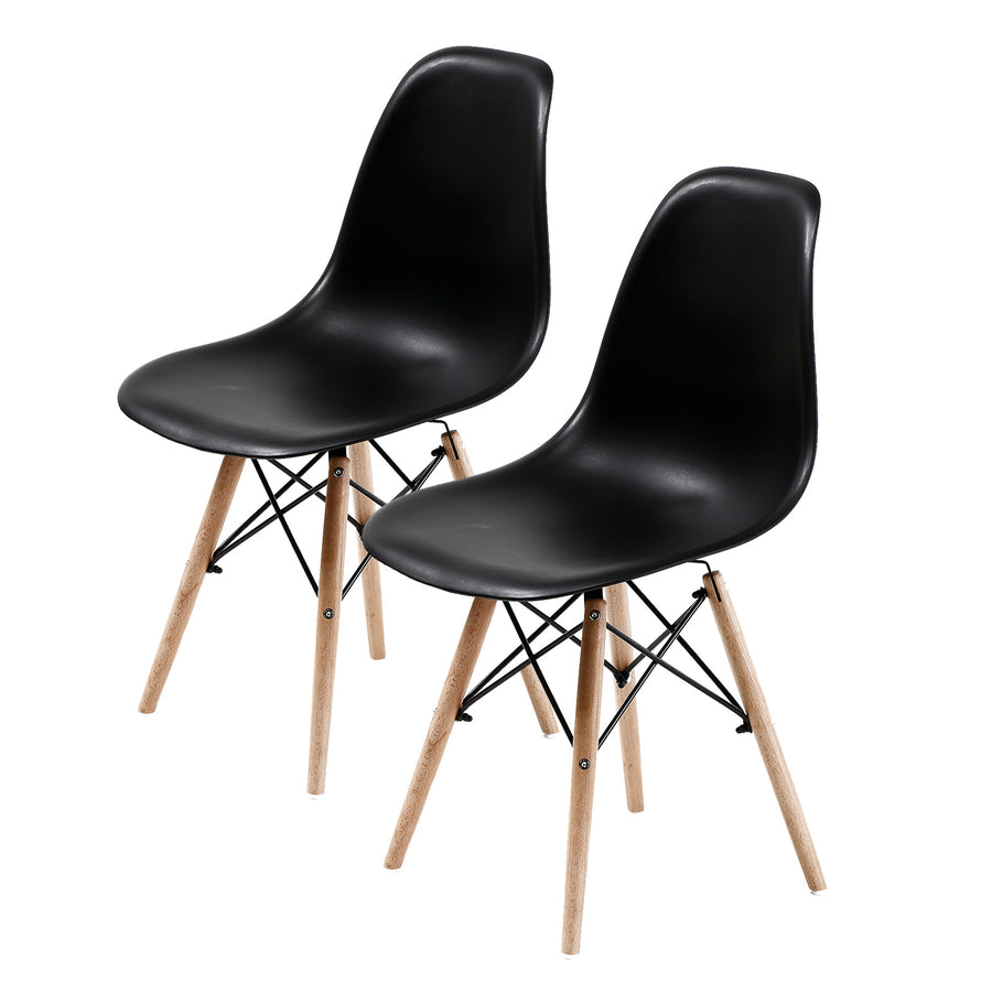Retro Dining Chair Set of 2 – Black