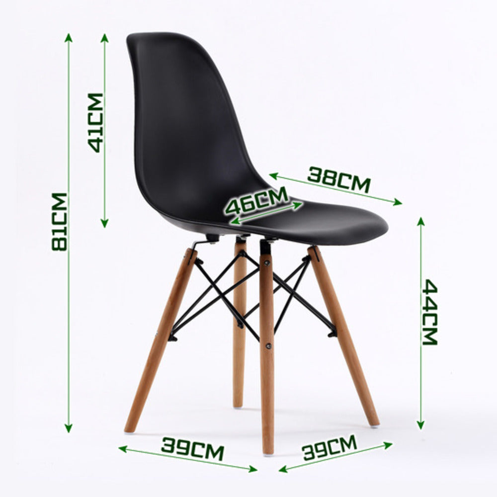Retro Dining Chair Set of 2 – Black