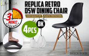 Retro Dining Chair Set of 4 – Black