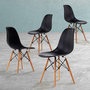 Retro Dining Chair Set of 4 – Black