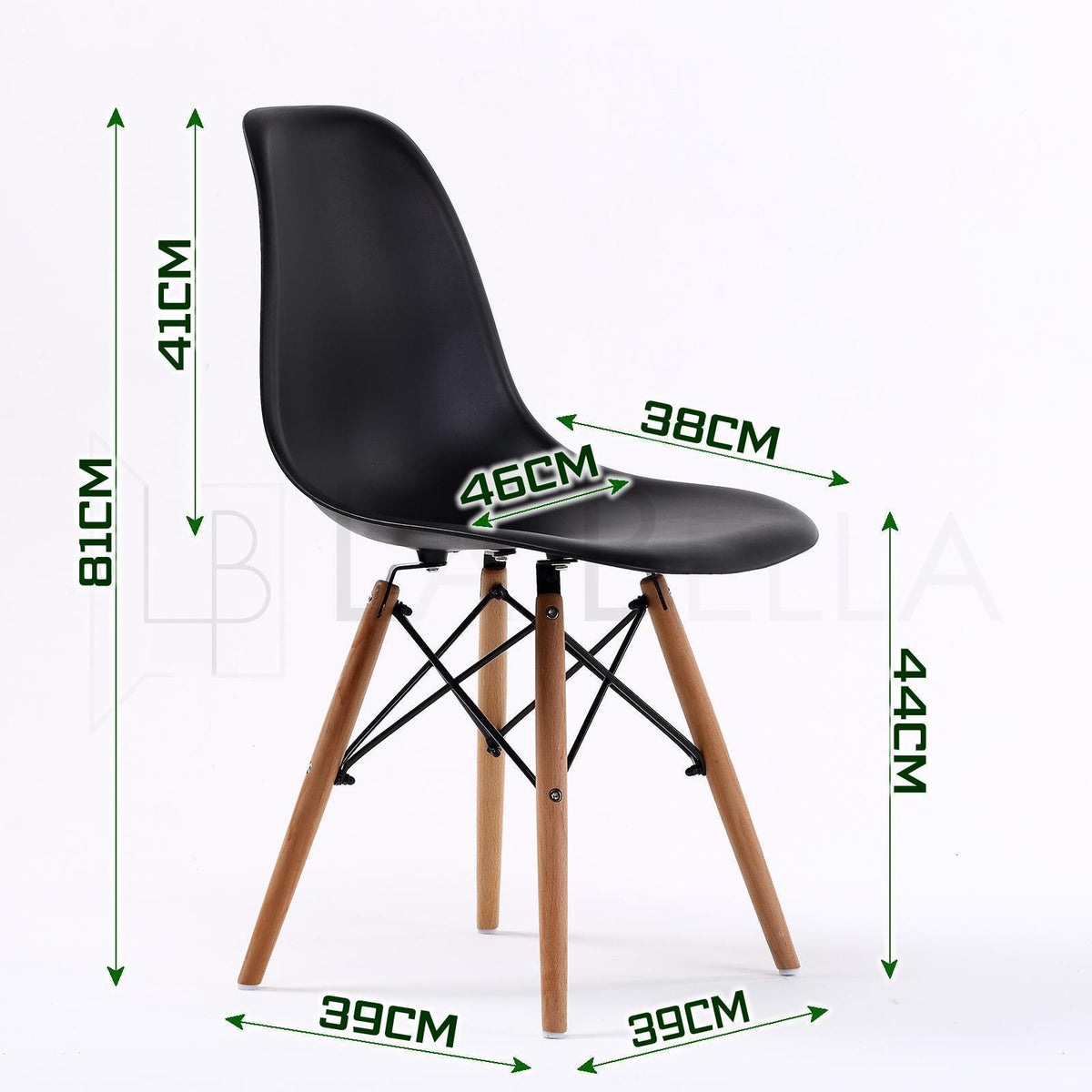 Retro Dining Chair Set of 4 – Black