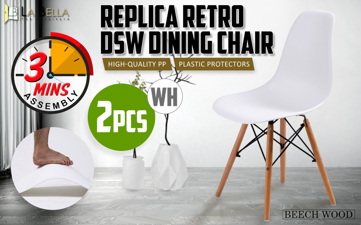 Retro Metal Dining Chair Set of 2 – White