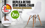 Retro Metal Dining Chair Set of 2 – White
