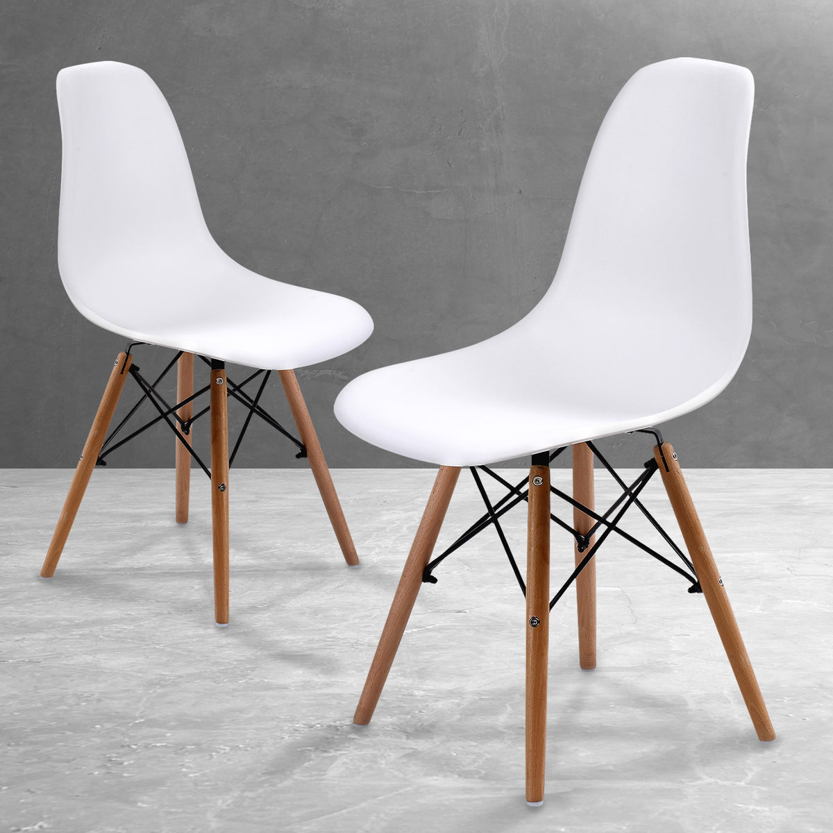 Retro Metal Dining Chair Set of 2 – White