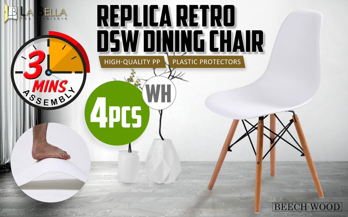 Dawson Retro Dining Chair Set of 4 – White