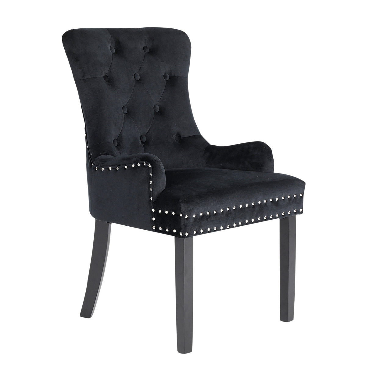 Lisse French Provincial Velvet Dining Chair – Black