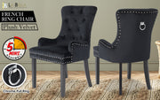 Lisse French Provincial Velvet Dining Chair – Black