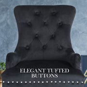 Lisse French Provincial Velvet Dining Chair – Black