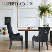Lisse French Provincial Velvet Dining Chair – Black