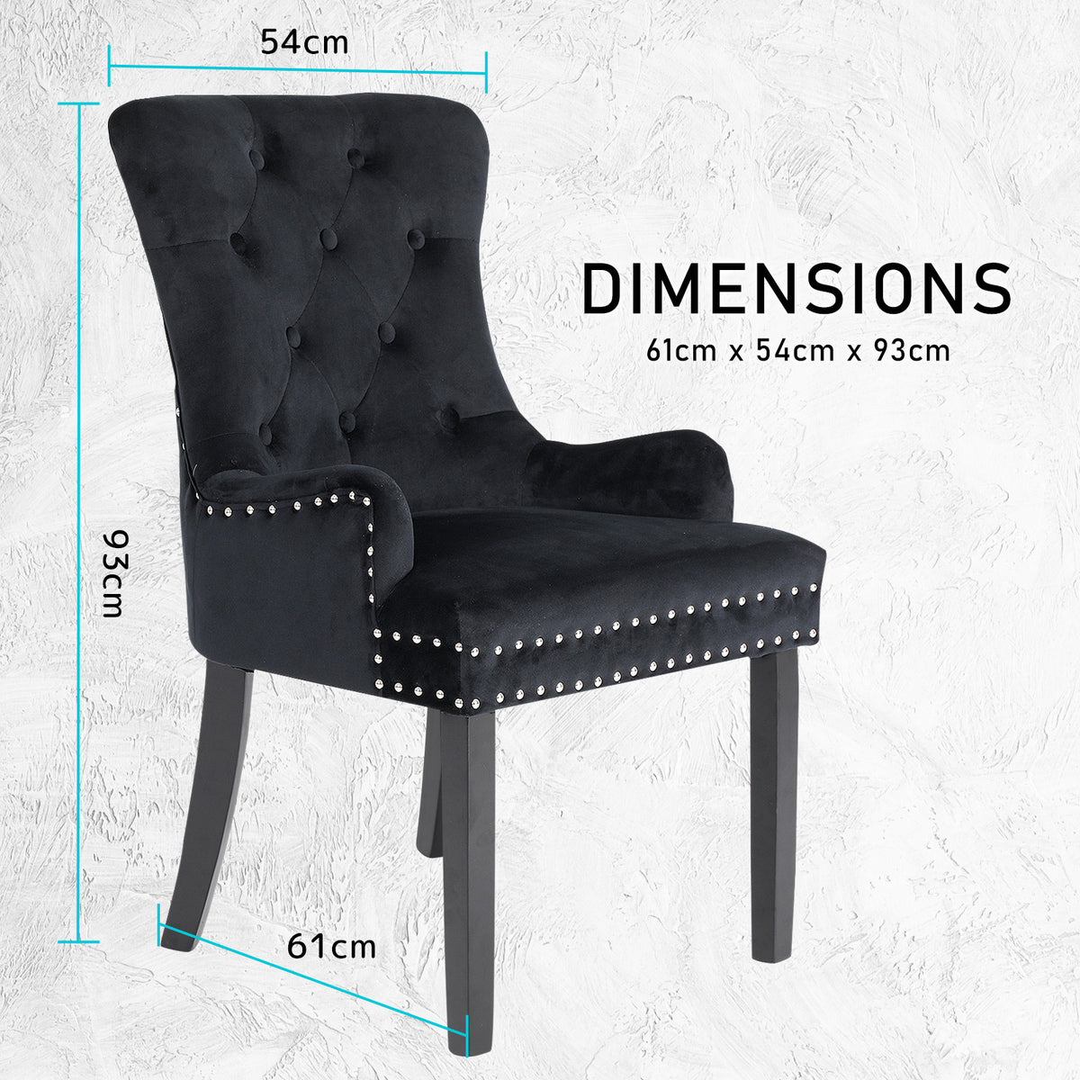 Lisse French Provincial Velvet Dining Chair – Black