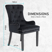 Lisse French Provincial Velvet Dining Chair – Black