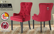 Lisse French Provincial Velvet Dining Chair – Red