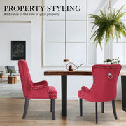 Lisse French Provincial Velvet Dining Chair – Red